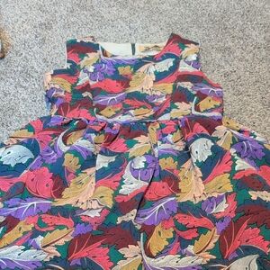 Floral Leaf Print Dress - Multicolor